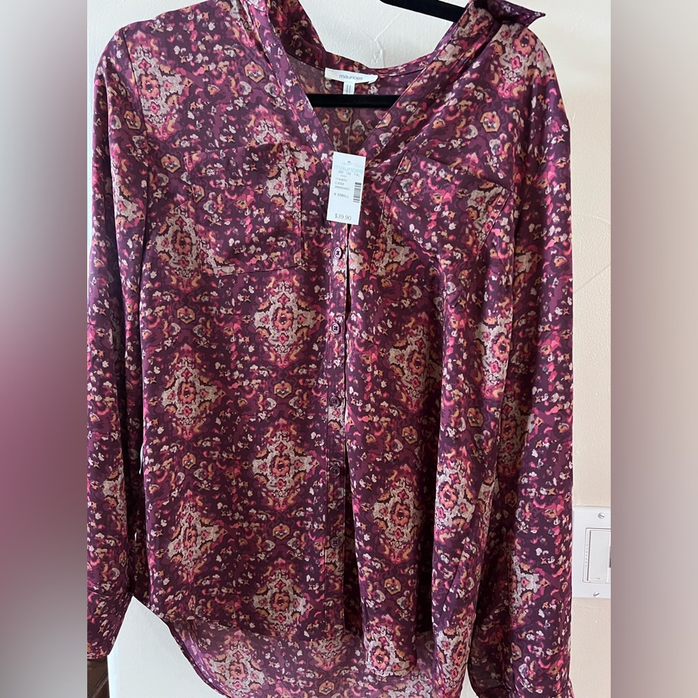 Maurices Purple and Pink Button Down Shirt
